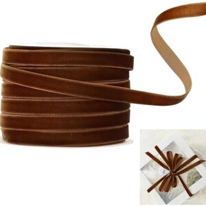 Nwt Brown Velvet Ribbon Spool Roll 3/8" 50 yards Craft Jewelry Gift Wrapping